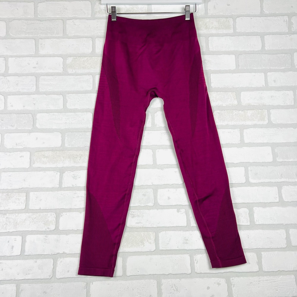 Alphalete Women Purple Seamless High Waisted Ribbed Athletic Leggings Yoga Pants